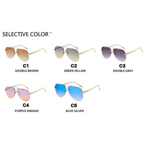 2024 toad hình Kính mát cho phụ nữ không khung Cut Edge street style UV400 ống kính châu âu mỹ thời trang kim loại kính mát - Product Image 4