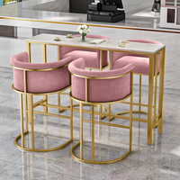Tabouret de bar de luxe en acier inoxydable et velours, chaise haute rembourrée pour la maison, la cuisine, l'hôtel et usage commercial