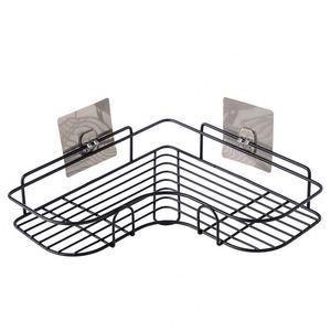 Étagère de rangement pour salle de bain, sans perçage, murale, triangulaire, à un seul niveau, organisateur d'outils de nettoyage, en fil métallique durable - Product Image 1