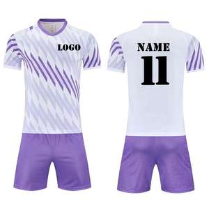 Meistverkaufte Klassische Anpassbare Fußballtrikots für Jungen Hochwertige Lila Gestreifte Fußballuniform Günstige Fußball-Match-Kits - Product Image 2