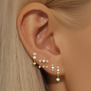 Jewelry <b>Set</b> Simple S925 <b>Sterling</b> <b>Silver</b> Pearl Zircon Tassel Geometric Floral Hoop <b>Stud</b> <b>Earrings</b> <b>Set</b> for Women - Product Image 6