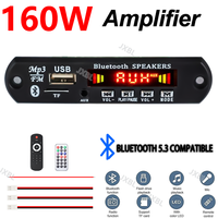 Décodeur MP3/WMA/WAV 5.0 avec amplificateur 160W et écran (2-4 pouces), autoradio FM, enregistrement sur carte USB/TF et lecteur de musique 8-24V