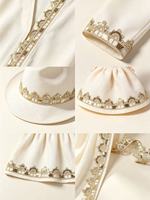 LEIXUSI Ruban tissé à paillettes en fil d'or rose de 2,5 cm, dentelle à appliquer, accessoires de vêtements pour enfants de style victorien, décorations de robes