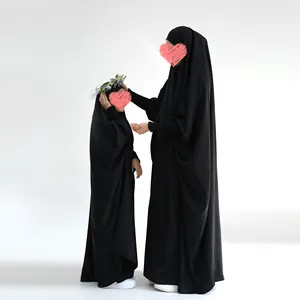 Loriya Latest Wholesale Manufacturer Islamic Clothing Girls 1 Piece Jilbab Abaya Dress Hijab Khimar Kids Muslim Abaya
