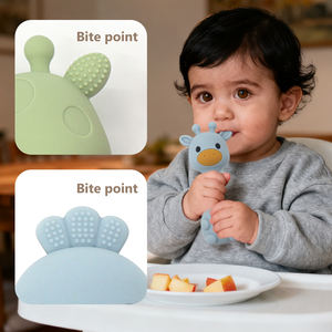 Melikey En gros Jouets de dentition et hochets pour bébés en silicone de qualité alimentaire, en forme de girafe et de marteau à sable - Product Image 4