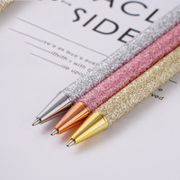 Cadeaux de mariage promotionnels, stylo à bille en métal brillant avec enveloppe scintillante, en acier inoxydable, avec un clic, en cuir PU, 1,0 mm