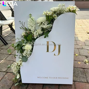 Caja de Flores Cuadrada Moderna de Acrílico Blanco de Lujo LEDA, Letrero de Bienvenida para Bodas y Fiestas, Soporte para Flores - Product Image 1