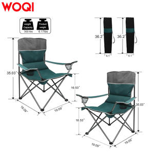 ชุดเก้าอี้พับพกพา Woqi สำหรับตั้งแคมป์ เก้าอี้สนามหญ้าแบบคู่และเดี่ยว สำหรับครอบครัว ผ้า Oxford สีเขียว โครงอะลูมิเนียม - Product Image 3