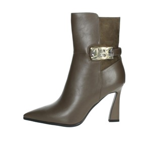 Tronchetti grigi da donna con chiusura Slip-On con tacco stringato di 5cm, tomaia in pelliccia traspirante per stile Chelsea da Cowboy da neve autunno/inverno - Product Image 1
