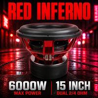 Subwoofer de voiture Monster Bass 15 pouces 6000W Max, moteur à triple aimant de 150oz, bobine de 4 pouces, panier moulé sous pression rouge, haute pression sonore (SPL), double 2/4 Ohm Pro