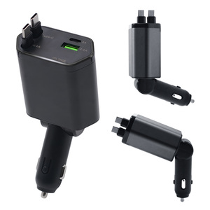 Chargeur de voiture mini 4 en 1, câble rétractable type C, charge rapide avec affichage numérique de la tension, surveillance de la tension 12 24V - Product Image 4