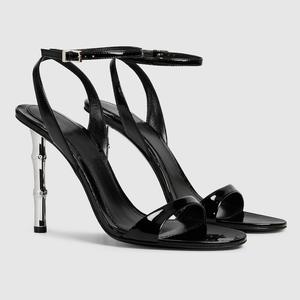 Sandales à talons ouvertes et laquées en bambou tendance 2025 pour femmes – Chaussures de créateur à la mode - Product Image 3