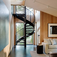 Escalier hélicoïdal moderne, modulaire, préfabriqué, extérieur, en spirale, en acier préfabriqué, en bois, en acier au carbone, métal, diamètre = 50,8 mm