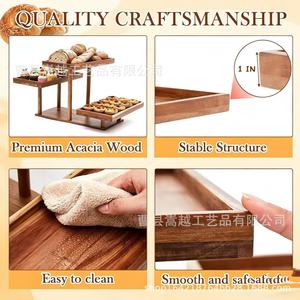 Wooden Multi Tiered <b>Desktop</b> <b>Shelf</b> 40.13x20x25.9cm Three Layer Storage Rack For Bathroom And Dining Display - Product Image 4