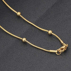 Collar de Cadena de Serpiente Redonda de Oro de 18K con Cuentas de 4MM, 45cm, 50cm, 55cm, 60cm, Joyería de Moda para Uso Diario - Product Image 3