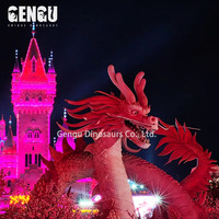 Aire de jeux personnalisée Décoration de dragon rose Animatronic Sculpture chinoise Loong