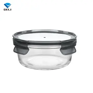 Fabricación China DELI 930mL 31,4 oz de almacenamiento de vidrio transparente contenedor de alimentos para la cocina