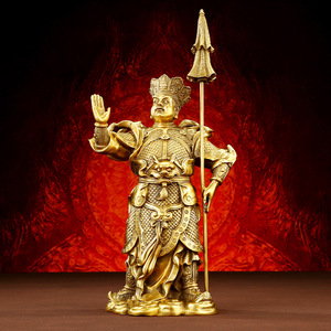 Figura de Latón de los Cuatro Reyes Celestiales, Adorno Hecho a Mano de 8 Pulgadas, Rey Celestial del Norte, Decoración de Año Nuevo Chino - Product Image 3