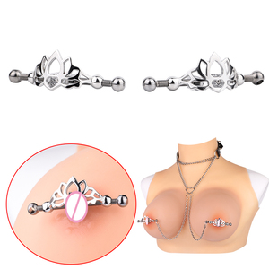 QKKQ flor de loto pezón abrazadera cuero/Cadena de Metal Piercing corporal masajeador de senos pinzas para clítoris BDSM juguete sexual para mujeres - Product Image 1