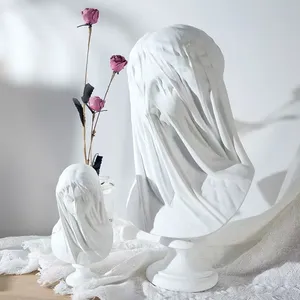 Figuras Griegas Personalizadas, Estatua Misteriosa de Dama Joven con Velo, Esculturas Minimalistas para Decoración del Hogar, Decoración para Estanterías de Estudio - Product Image 2