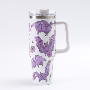 Gobelet isotherme d'Halloween à thème horrifique avec couvercle et paille, 40 oz, en acier inoxydable, pour café, cadeau pour femmes, idéal pour les voyages - Product Image 3