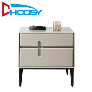 Table de chevet moderne de luxe en bois massif Design du milieu du siècle Table d'appoint à 2 tiroirs pour chambre à coucher Mobilier d'hôpital - Product Image 1