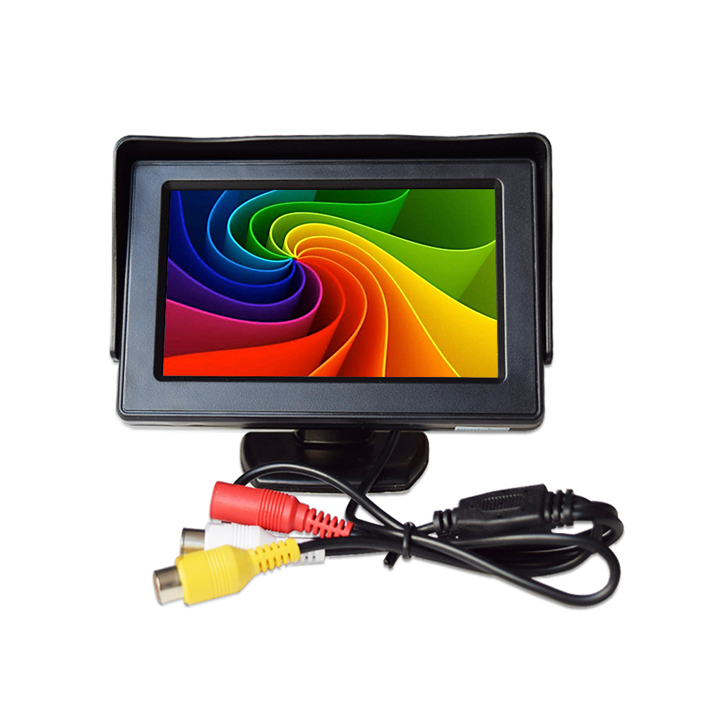 Espelho retrovisor 4.3 "480x272 tft, tela lcd 2 ch, entrada av, monitor lcd de 4.3 polegadas