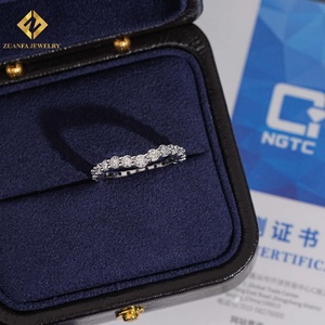 Bague demi-éternité ZUANFA JEWELRY en argent 925 avec diamant de laboratoire NGTC, sertie de griffes, taille ronde, alliance pour femme - Product Image 1