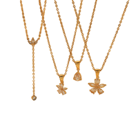 Collier pendentif en acier inoxydable plaqué or 18 carats Gaovo, étanche, anti-oxydation, avec fleur en zircon, cadeau tendance pour femmes