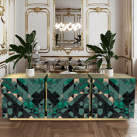 Credenza Moderna in Metallo per Sala da Pranzo e Soggiorno, Design Contemporaneo Bifacciale con Base in Ottone Spazzolato