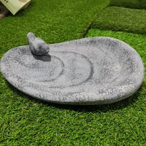 Baño <span class=keywords><strong>de</strong></span> aves <span class=keywords><strong>de</strong></span> cerámica gris, decoración <span class=keywords><strong>de</strong></span> <span class=keywords><strong>jardín</strong></span>, forma ovalada personalizada, <span class=keywords><strong>para</strong></span> exteriores - Product Image 2
