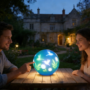 चमकदार एलईडी लाइट गार्डन प्लास्टिक फ्लैशिंग लालटेन बॉल घूर्णन टाइमर आउटडोर लैंप - Product Image 5