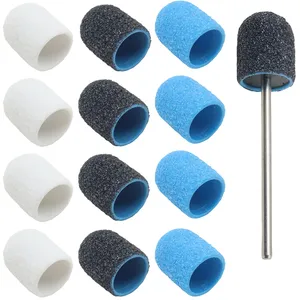Une unité de capuchons de ponçage pour ongles en acier inoxydable de 2,35 mm, embouts de ponceuse à ongles double face et dissolvant de callosités pour manucure/pédicure - Product Image 1