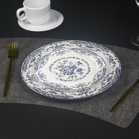Assiettes blanches de belle qualité Restaurant vaisselle Dessert salade florale bleue 8.5 pouces ensemble d'assiettes en mélamine pour Banquet mariage