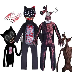 Grosir Kostum Kartun Anak-anak Kostum <span class=keywords><strong>Halloween</strong></span> Kostum Permainan Kepala Sirene Horor Kucing Hitam Putih - Product Image 1