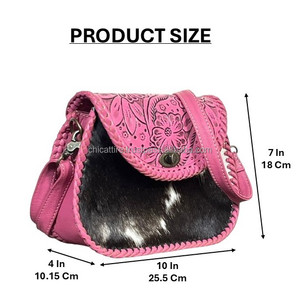 Bolso Bandolera de Cuero Vacuno Hecho a Mano Estilo Occidental con Patrón Floral Grabado, Bolso Boho Vintage para Mujer con Correa Ajustable - Product Image 2