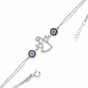 White Gold P. 925K <b>Sterling</b> <b>Silver</b> Turkish Angel Evil Eye <b>Bracelet</b> BSBL057 - Product Image 2
