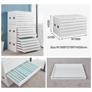 Armoire à 5 tiroirs de grande taille en blanc pour le dessin de cartes, armoire en acier métallique pour le rangement des papiers d'art - Product Image 3