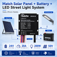 Contrôleur solaire MPPT Boost 24200 24V 200W 20A fiable Sukite pour éclairage public à énergie solaire avec capteur pour projet d'éclairage de rue