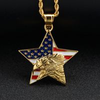 Liontin Hip Hop Pria dari Baja Anti Karat 316L PVD Tahan Air Anti Kusam Dua Warna dengan Lukisan Elang Bendera Amerika