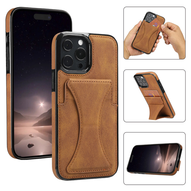 Wholesales Kickstand Shockproof Leather Phone Case with Card Holder for iPhone 16E 16 15 14 13 11 Pro Max