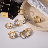 Edelstahl Büroklammer-Ring Zweifarbiger Mehrfach-Reif Fingerring Wasserdichter Schmuck für Frauen Kundenspezifischer Großhandel OEM-Lieferant ODM