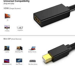 Adaptateur 4K /1080P Mini DP <span class=keywords><strong>DisplayPort</strong></span> vers <span class=keywords><strong>HDMI</strong></span> femelle Thunder Bolt pour MacBook Pro Air Convertisseur vidéo et audio haute définition - Product Image 6