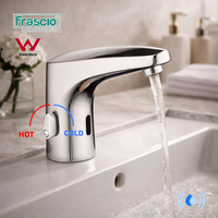 Robinet de lavabo de salle de bain Frascio moderne à un seul trou, mural, électronique, infrarouge, sans contact, chromé