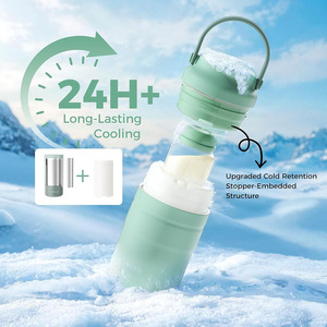 Ensemble <span class=keywords><strong>de</strong></span> refroidisseur manuel portable grande capacité en acier inoxydable sans BPA pour lait maternel, motif uni, pour voyage en extérieur et aliments pour bébé - Product Image 3