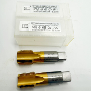 Macho de roscar recto GZG1/4 NPT RC3/4 de acero de alta velocidad, rosca derecha, 62 HRC, recubierto de cobalto y titanio - Product Image 2