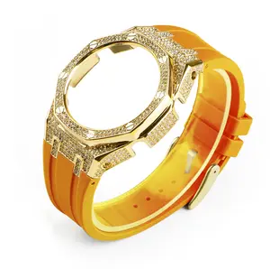 Mod Kit für Gshock GA2100/2110 Edelstahl Uhrengehäuse Luxus Uhren armband Diamant Stahl Abdeckung Modifikation Kit Gummi armband