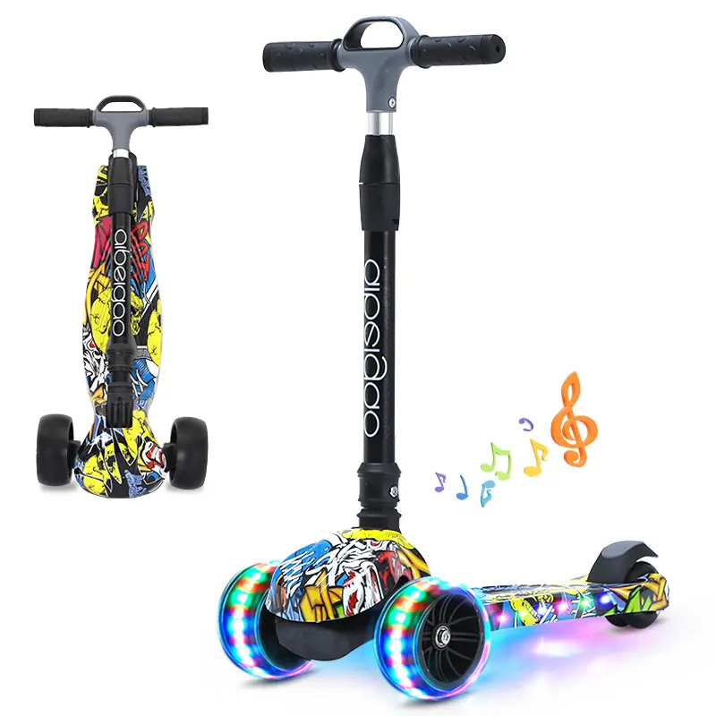 Children's Scooter Kids 3 Wheels PU LED Extra Wide Children's Kids' Kick Scooter For Boys Girls Gift Sport Toys