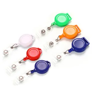Groothandel Plastic Easy-Pull Gesp Knop Id Lanyard Naam Tag Intrekbare Gesp Sleutelhanger Badge Haspel Houder Voor Verpleegster Leraar