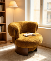 Fauteuil en alpaga de style rétro français, simple et élégant, adapté au salon, à la villa, à l'école, à la chambre, au bureau à domicile - Convient aux appartements